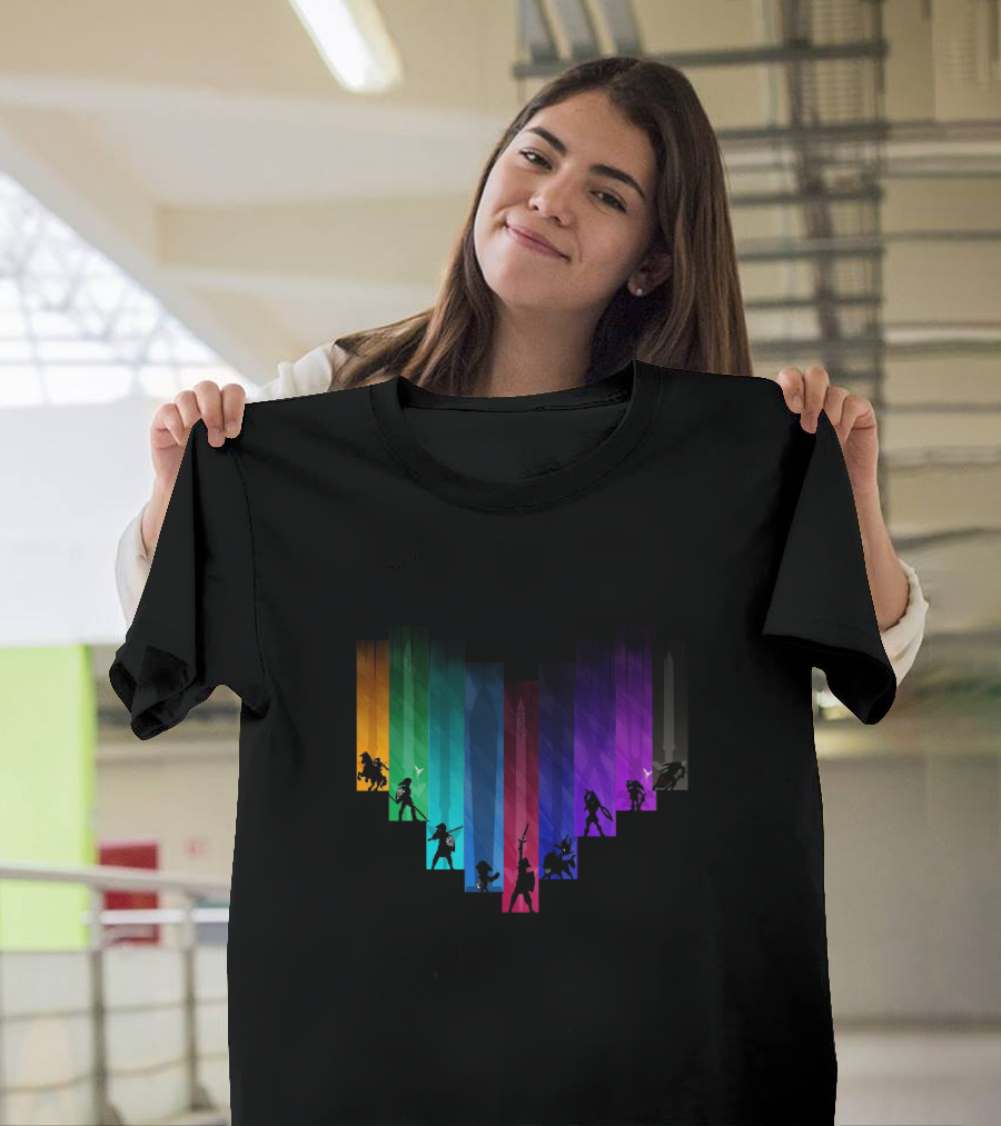 Warrior Of Heart Rainbow Silhouette Collage T-Shirt