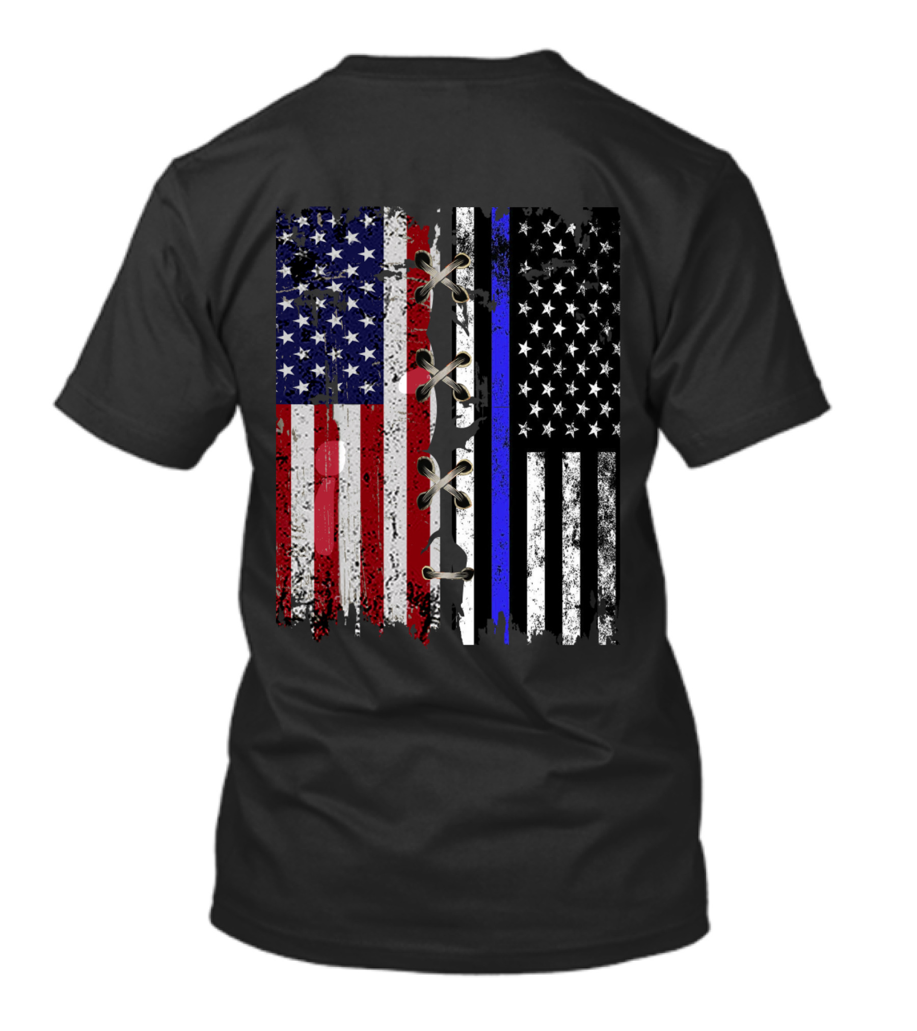 American Flag Thin Blue Line Split T-Shirt