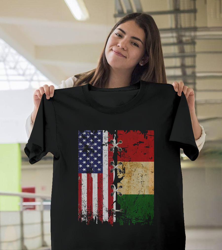 American Italian Flags United In T-Shirt