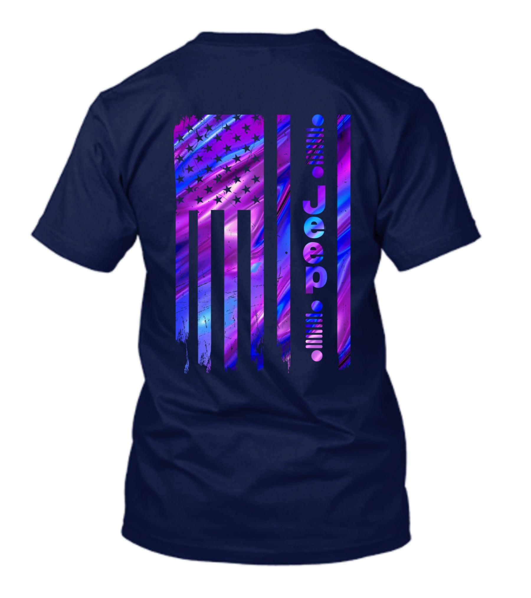 Jeep Girl American Flag Stars Purple Blue T-Shirt