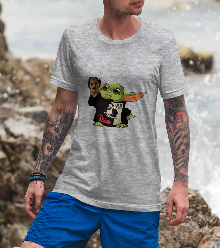 Baby Yoda Texas Chainsaw Massacre Mashup T-Shirt