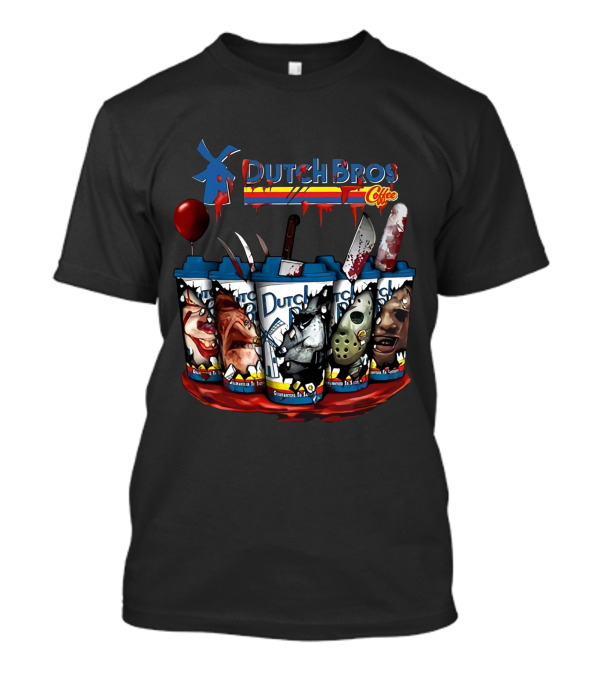 Dutch Bros Coffee Halloween Horror Icons Cups T-Shirt