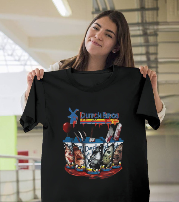 Dutch Bros Coffee Halloween Horror Icons Cups T-Shirt