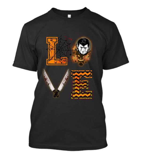 Love Halloween Spider Webs Bloody Knives Classic Horror Face T-Shirt