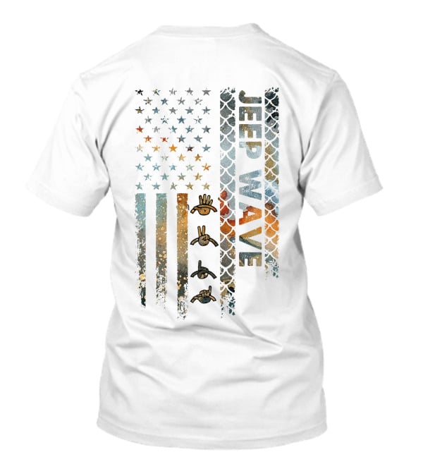Jeep Wave American Flag Grunge Style With Hand Symbols T-Shirt