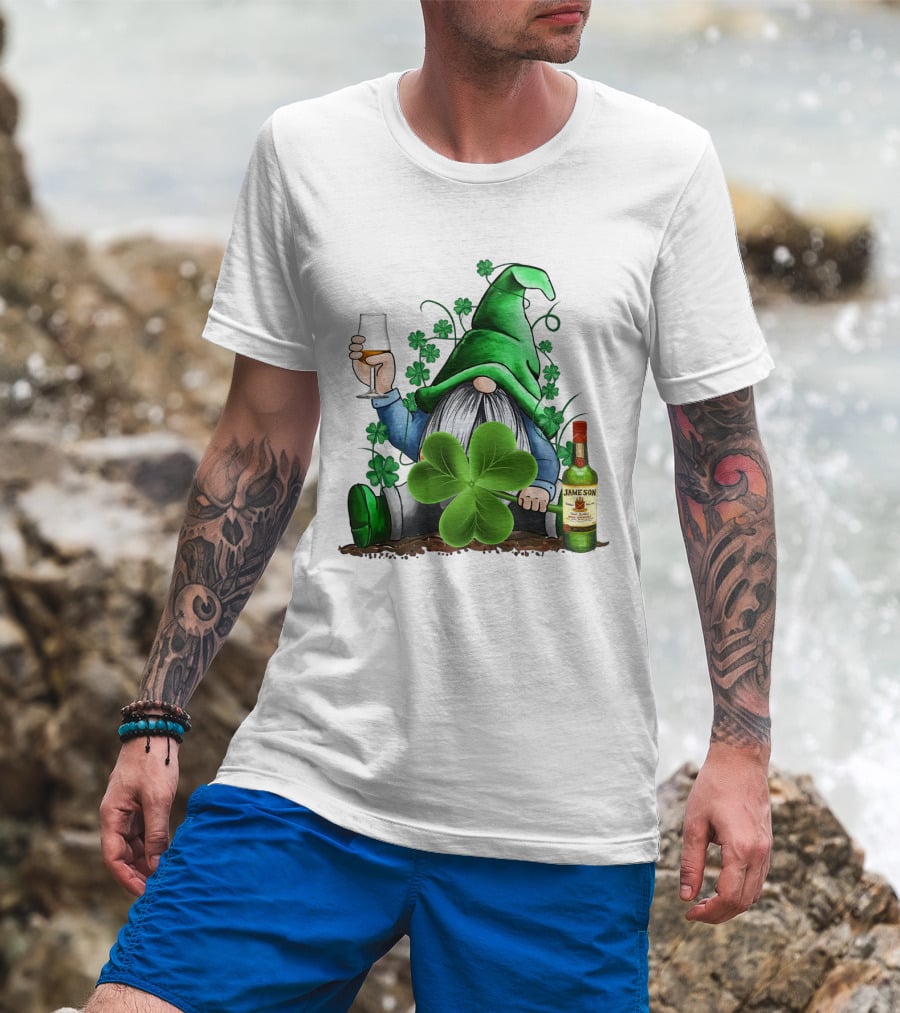 J A M E S O N Irish Gnome With Shamrocks And Whiskey T-Shirt