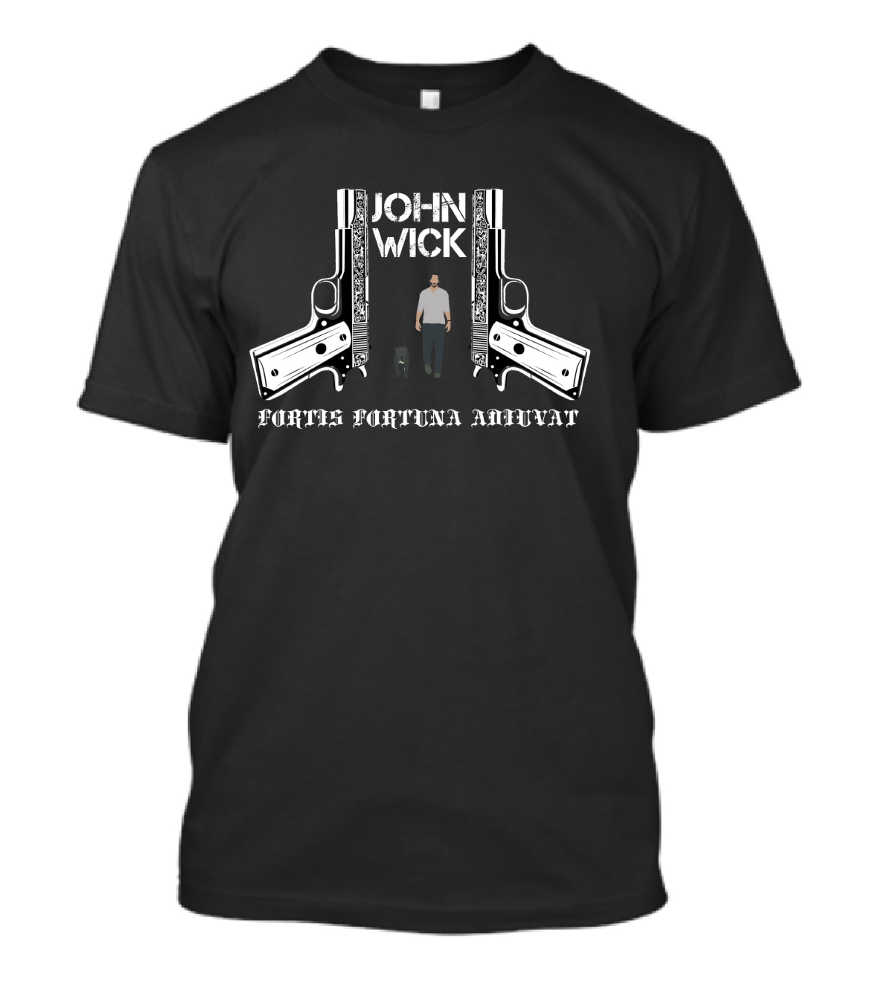 John Wick Fortis Fortuna Adiuvat Dual Pistols T-Shirt