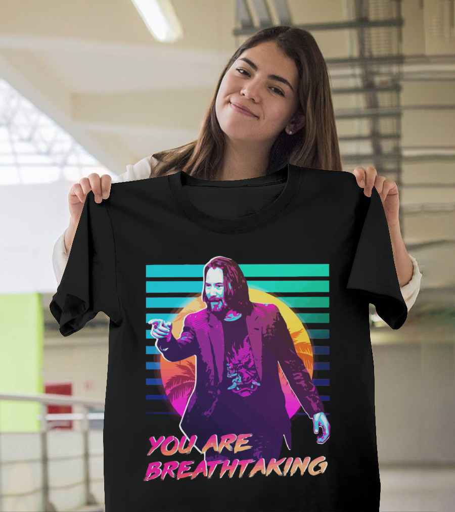 You Are Breathtaking Retro Neon Sunset Palm Trees T-Shirt