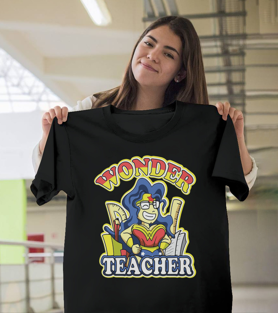 Wonder Teacher Superhero Parody with Classroom Tools T-Shirt