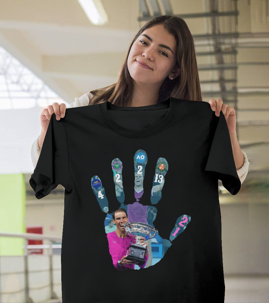 Nadal Champion 21 Hand Grand Slam Titles Victory T-Shirt
