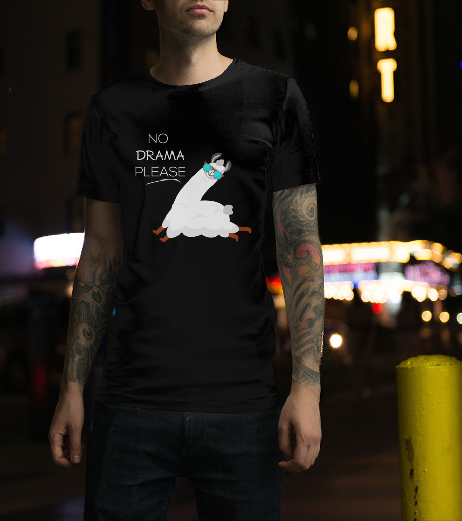 No Drama Please Cool Llama With Sunglasses T-Shirt