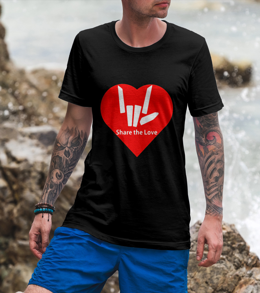 Share The Love Heart Symbol With Hand Gesture T-Shirt