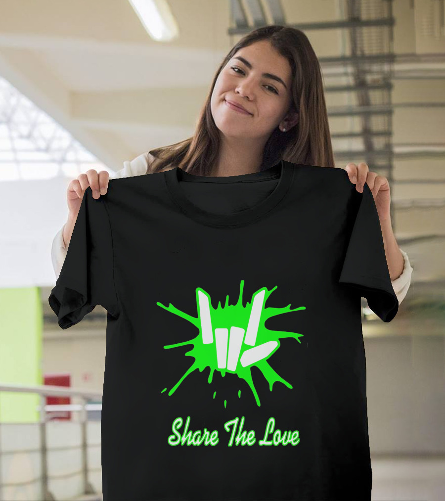 Share The Love Hand Sign Neon Green Splash T-Shirt