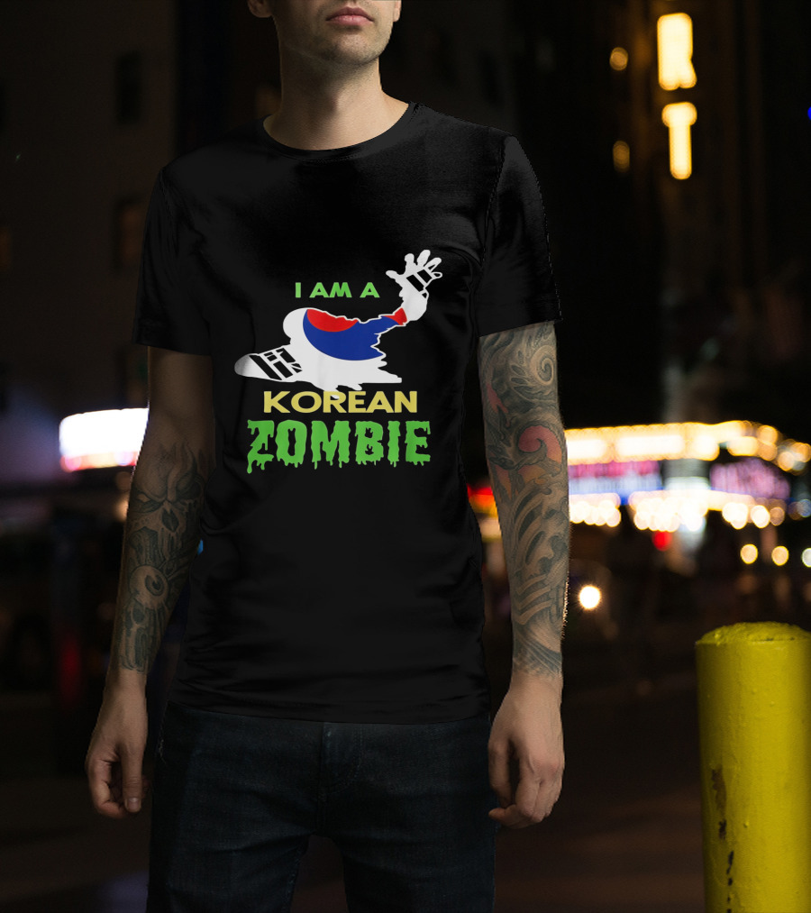 I Am A Korean Zombie Halloween Korean Flag Casual T-Shirt