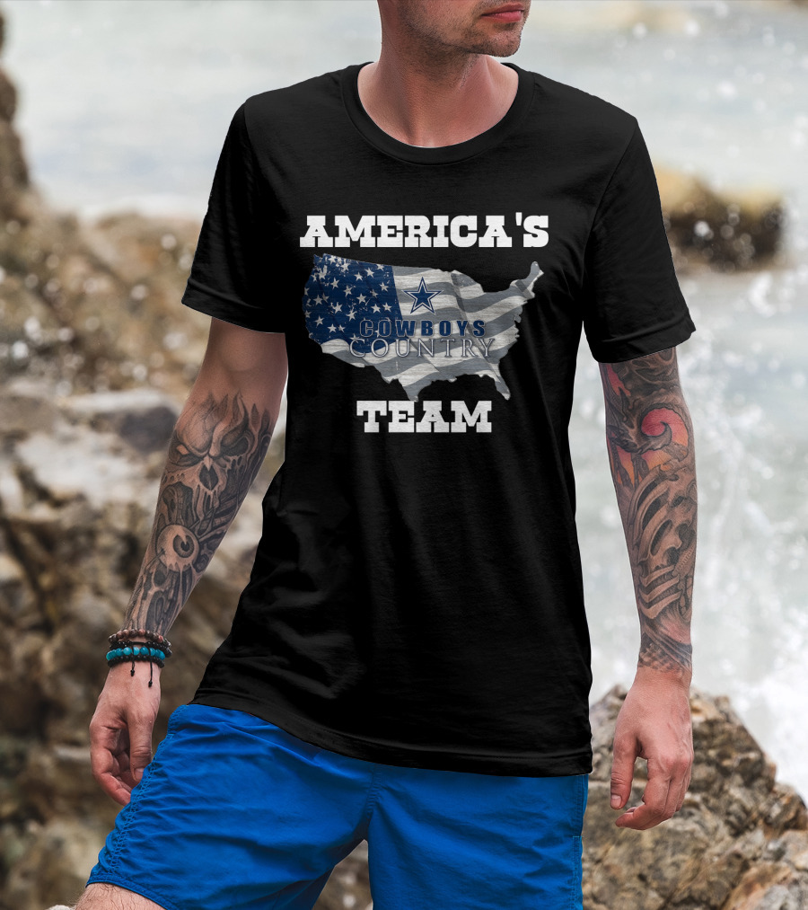 America's Cowboys Country Team USA Flag Map Star T-Shirt