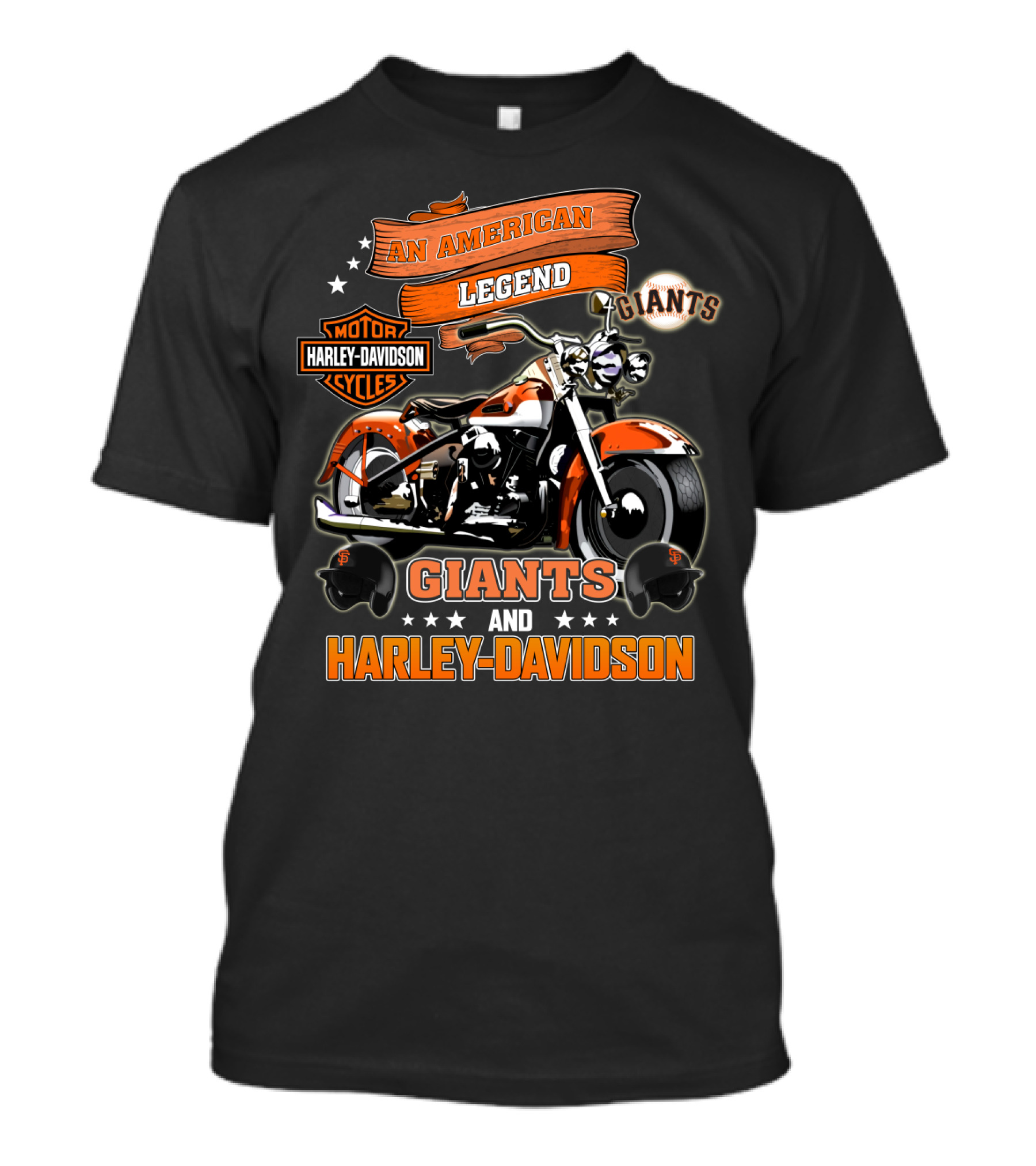 An American Legend Giants And Harley Davidson T-Shirt