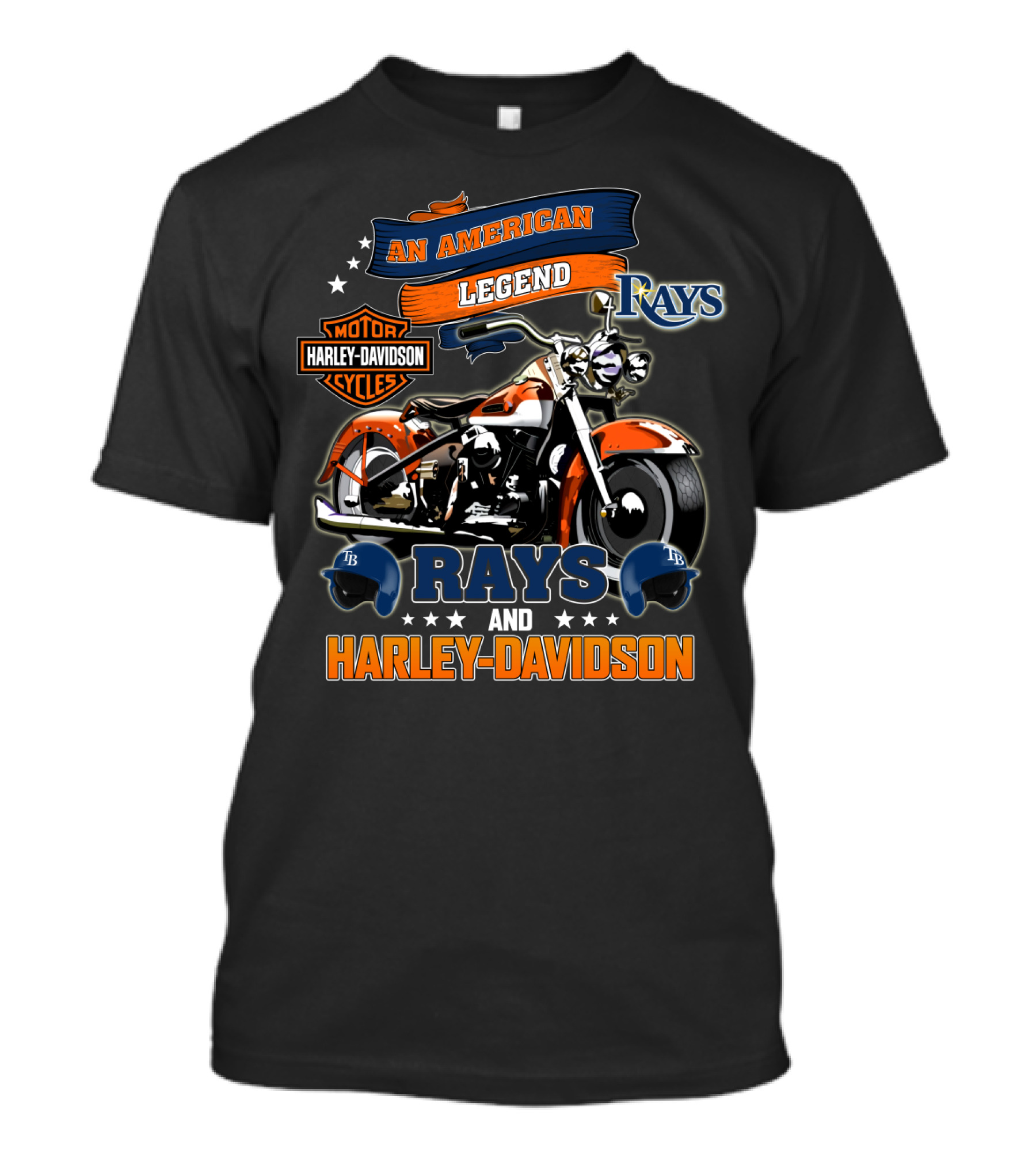 An American Legend Tampa Bay Rays And Harley Davidson T-Shirt