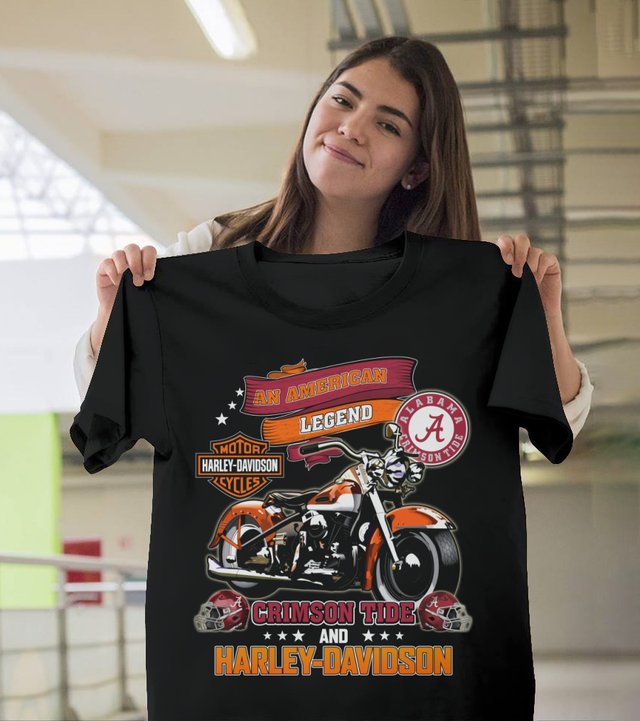 An American Legend Alabama Crimson Tide Harley Davidson Motorcycles T-Shirt