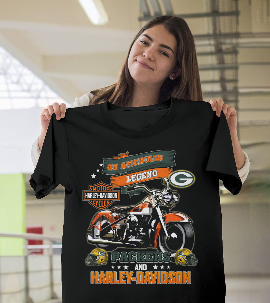 Green Bay Packers Harley Davidson An American Legend Packers And Harley Davidson T-Shirt