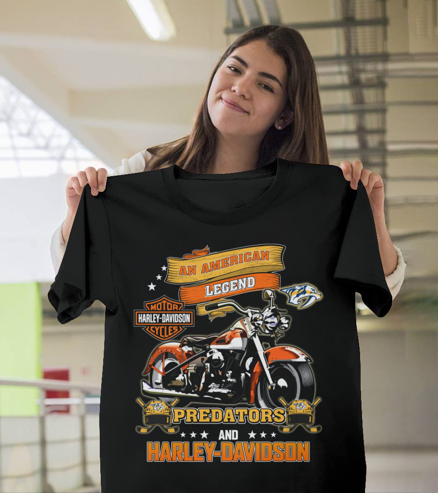 Nashville Predators And Harley Davidson An American Legend Motor Cycles T-Shirt