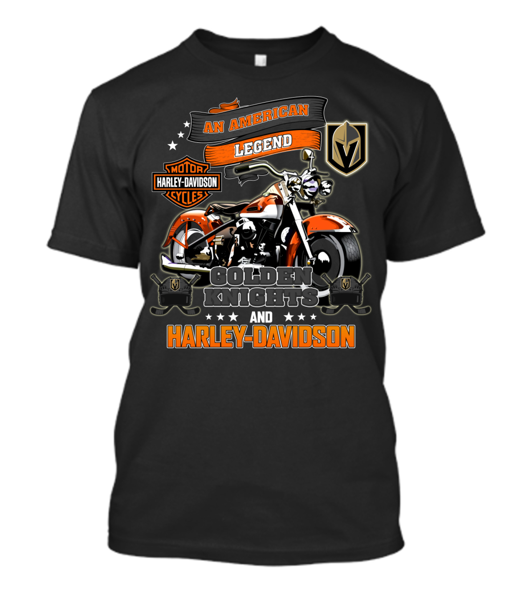 An American Legend Golden Knights And Harley Davidson Motor Cycles T-Shirt