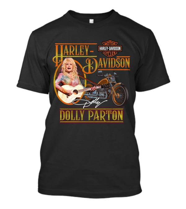 Harley Davidson Dolly Parton Motorcycle Logo And Signature T-Shirt