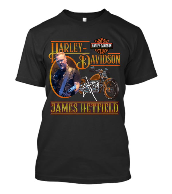 Harley Davidson James Hetfield Motorcycle And Signature T-Shirt
