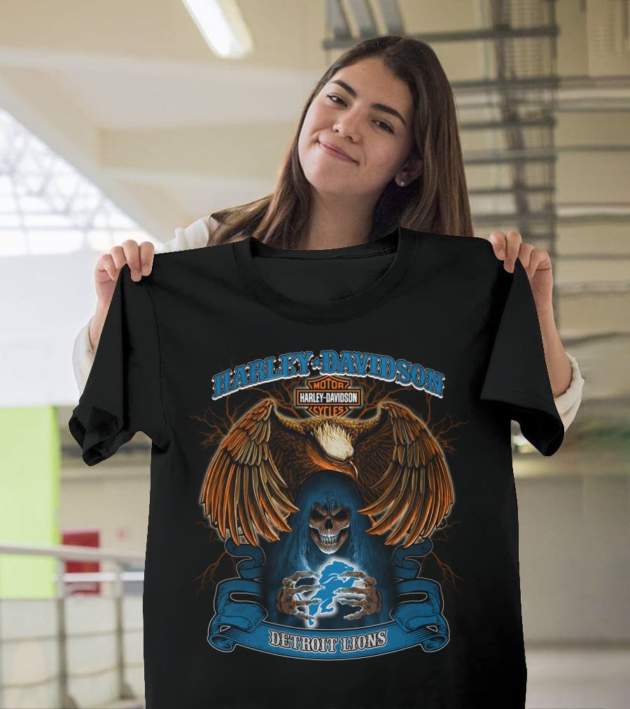Harley Davidson Motor Cycles Detroit Lions Nfl Hl T-Shirt