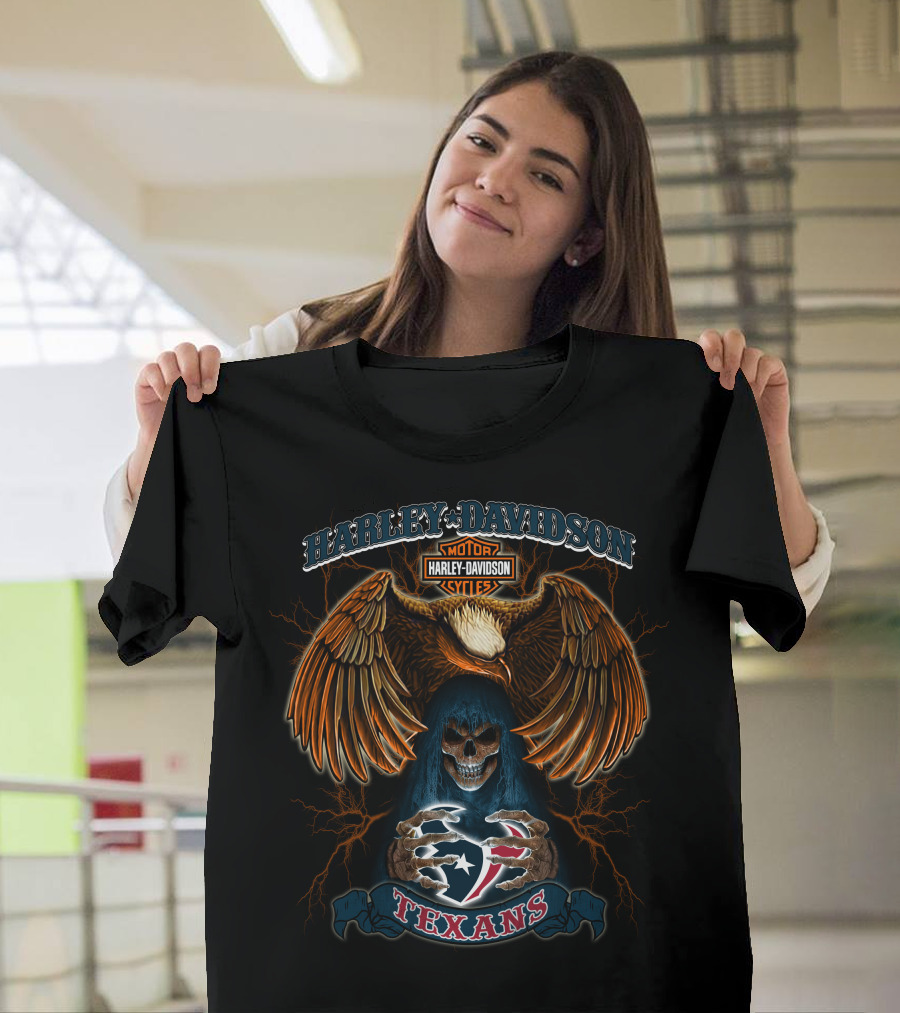 Harley Davidson Texans Nfl Hl01 Skeleton Eagle T-Shirt