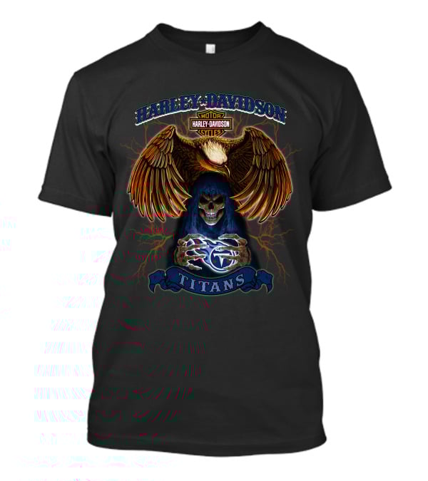 Harley Davidson Motor Cycles Titans Eagles Skull Football T-Shirt