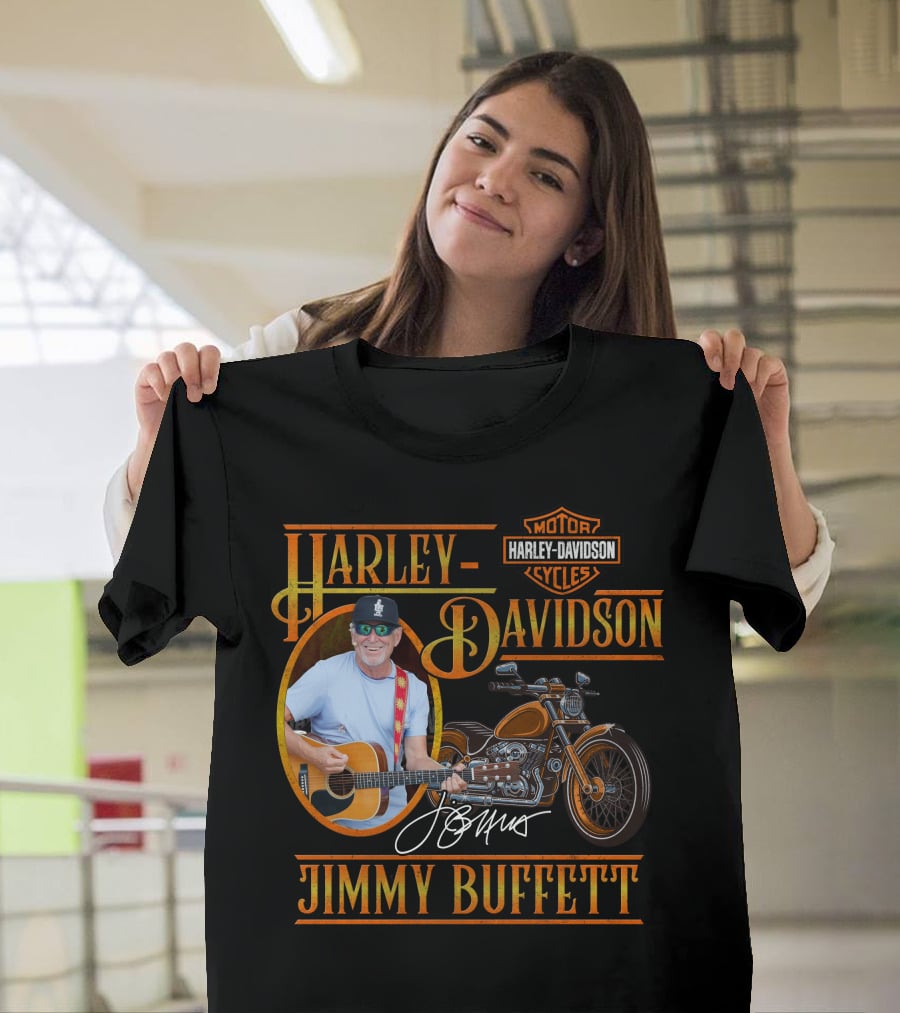 Harley Davidson Jimmy Buffett Motorcycle With Guitar And Signature T-Shirt