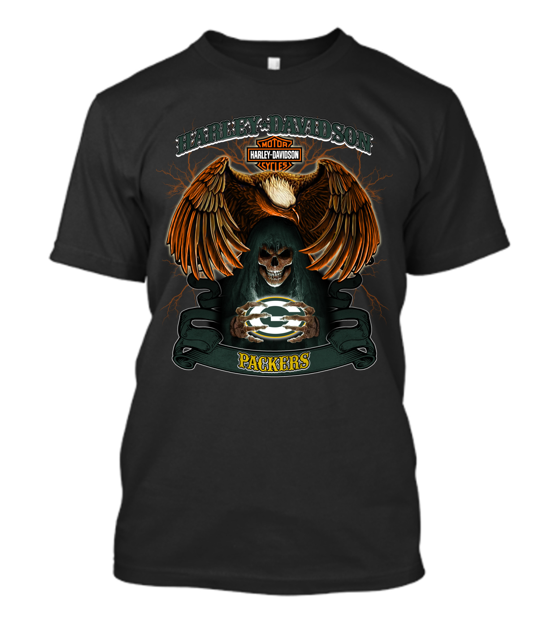 Harley Davidson Motor Cycles Packers Nfl Green Bay T-Shirt