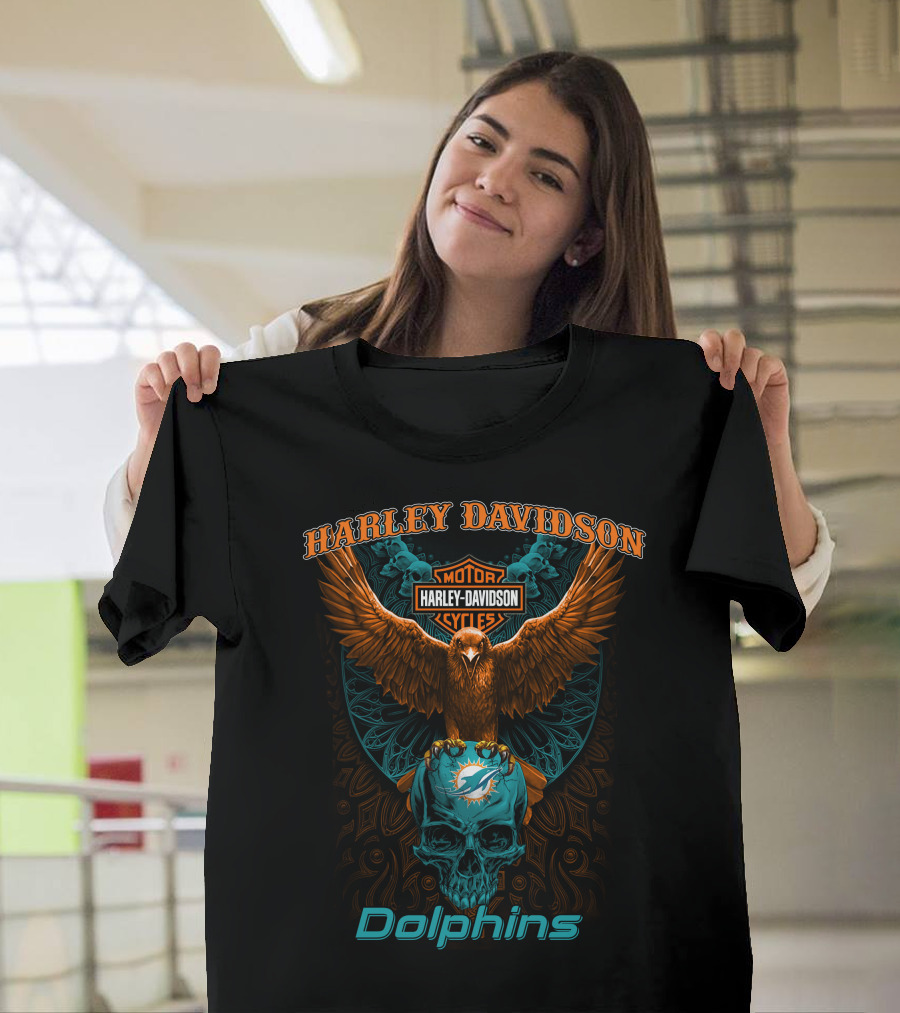 Harley Davidson Motor Cycles Miami Dolphins T-Shirt