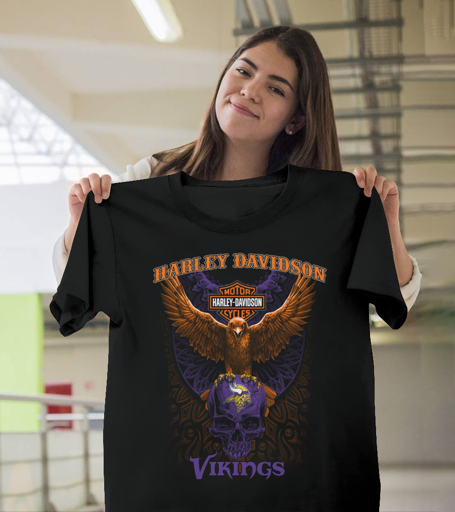 Harley Davidson Motorcycles Vikings Nfl T-Shirt