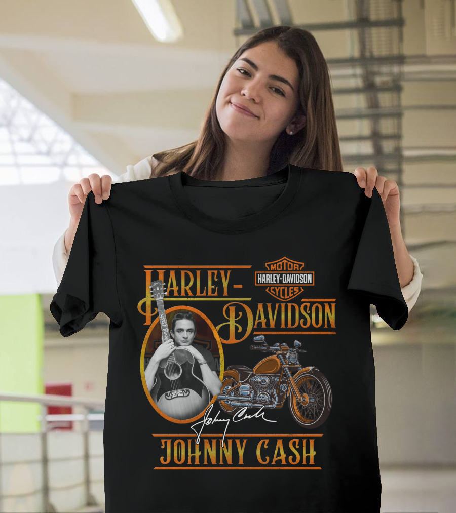 Johnny Cash Harley Davidson Motor Cycles T-Shirt