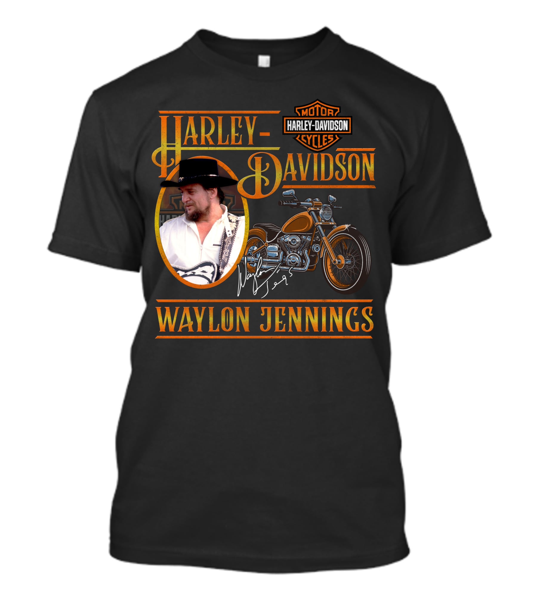 Waylon Jennings Harley Davidson Motor Cycles T-Shirt