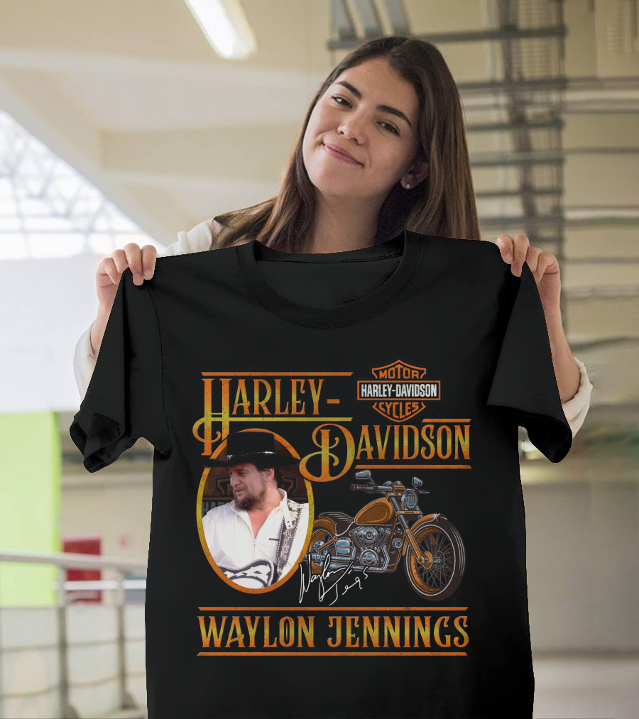 Waylon Jennings Harley Davidson Motor Cycles T-Shirt