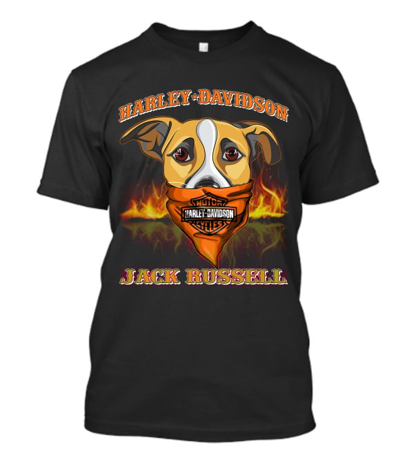 Harley Davidson Jack Russell Terrier Motorcycles Fiery Bandana T-Shirt