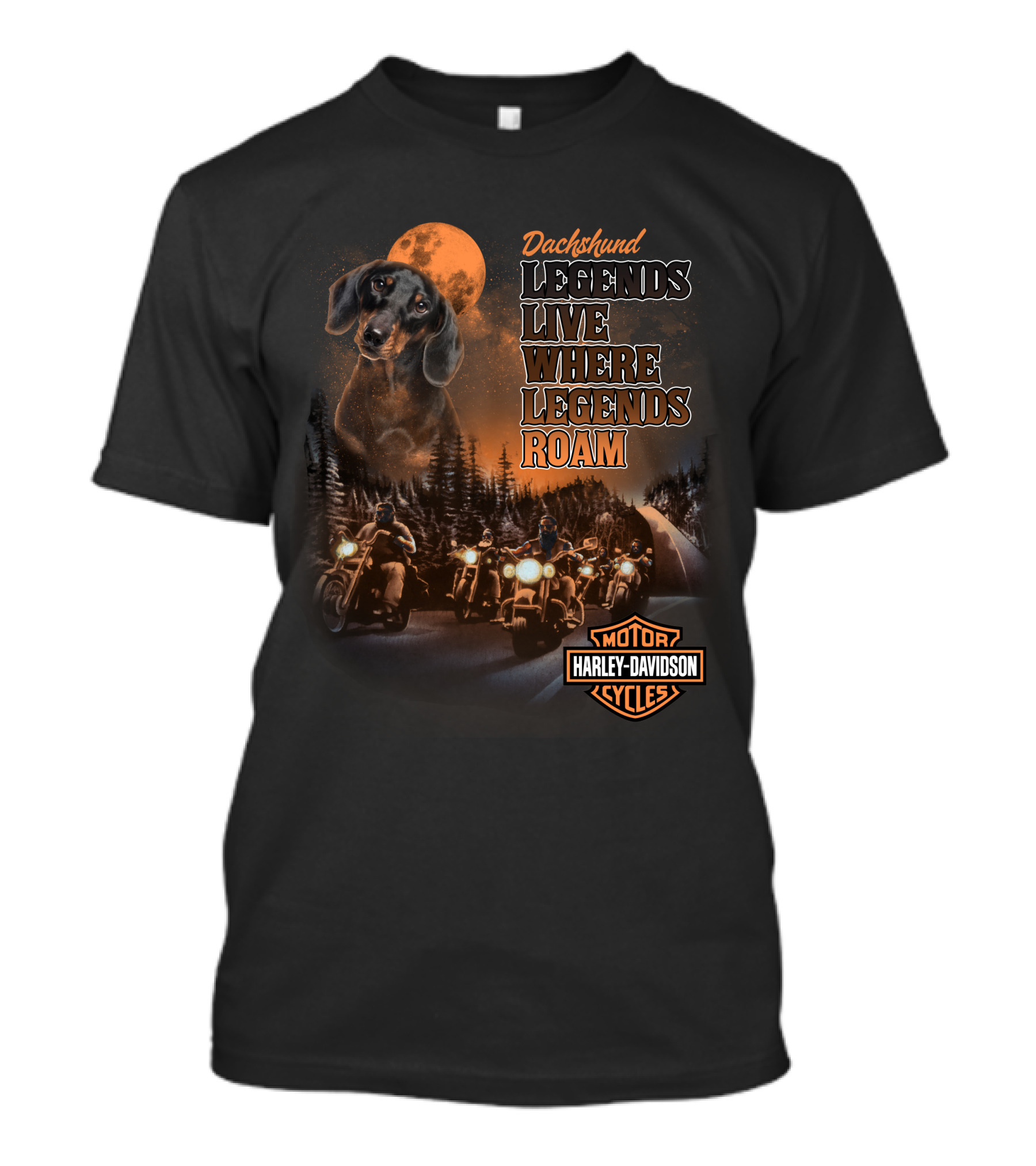Dachshund Legends Live Where Legends Roam Harley Davidson Cycles T-Shirt