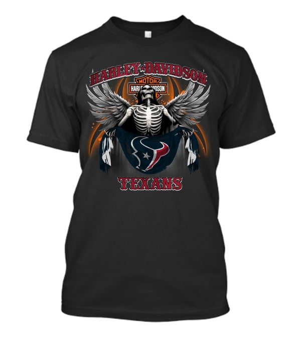 Harley Davidson Motor Texans Houston Nfl Skeleton Wings T-Shirt