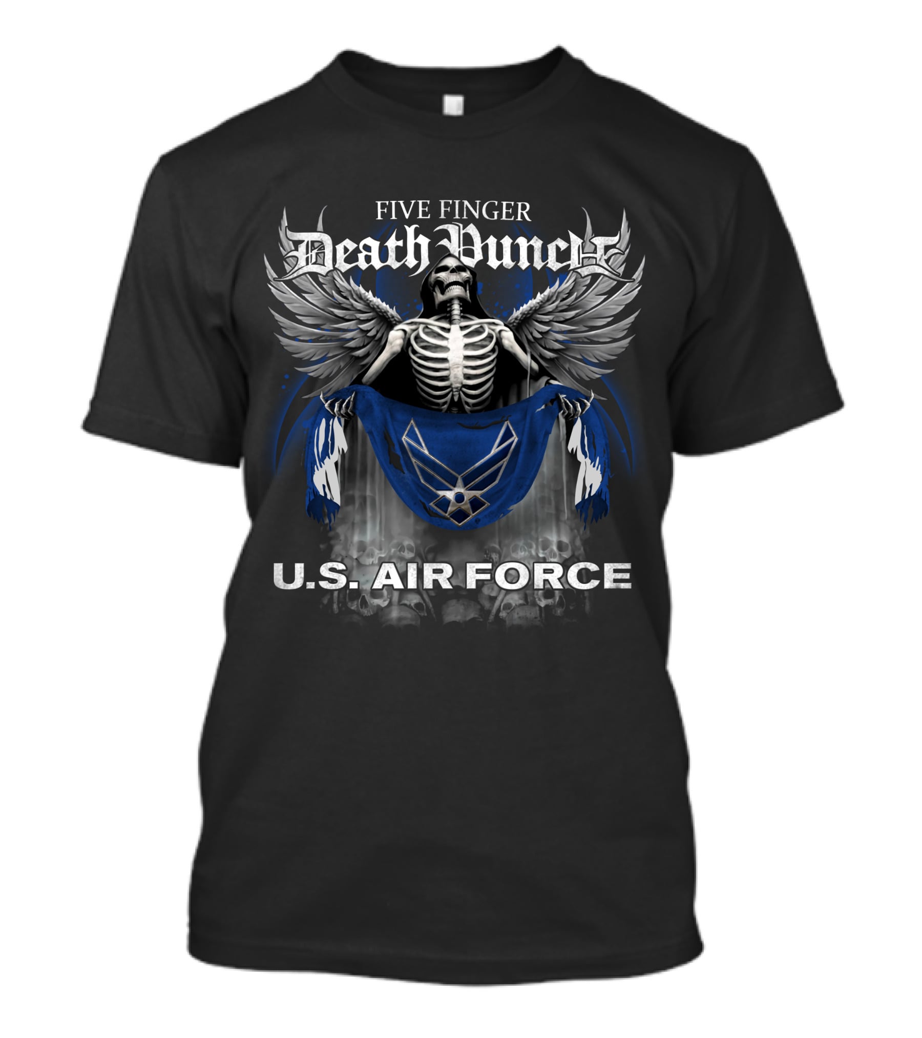 Five Finger Death Punch U.S. Air Force Skeleton With Wings And Flag T-Shirt