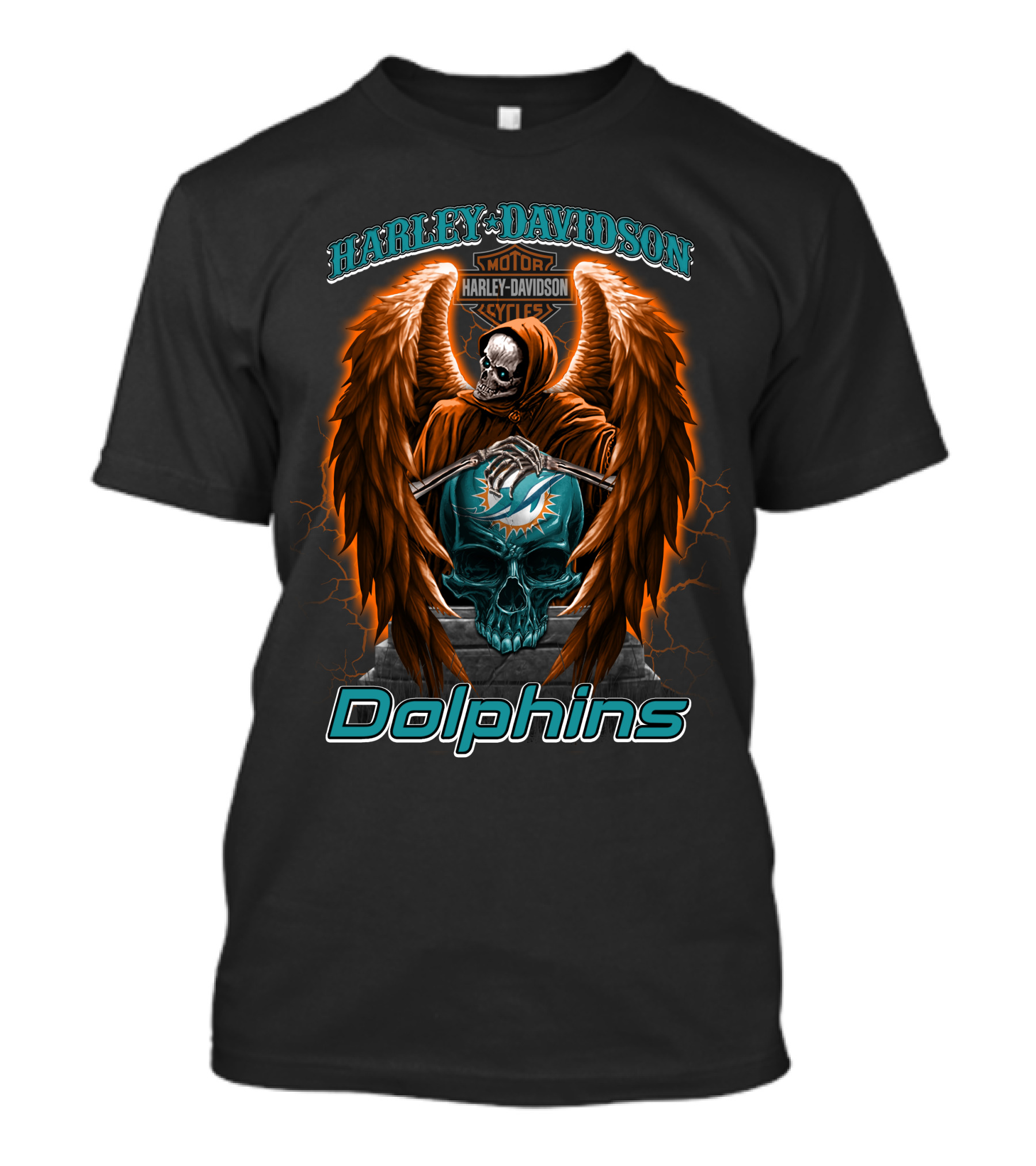 Harley Davidson Motor Styles Dolphins Miami Nfl T-Shirt