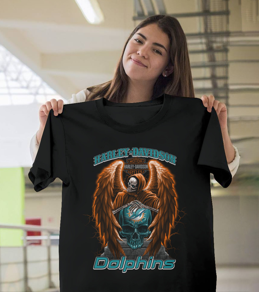 Harley Davidson Motor Styles Dolphins Miami Nfl T-Shirt