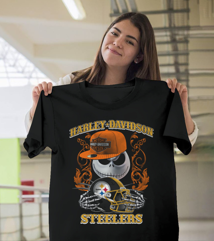 Harley Davidson Motor Cycles Steelers Jack Skellington T-Shirt