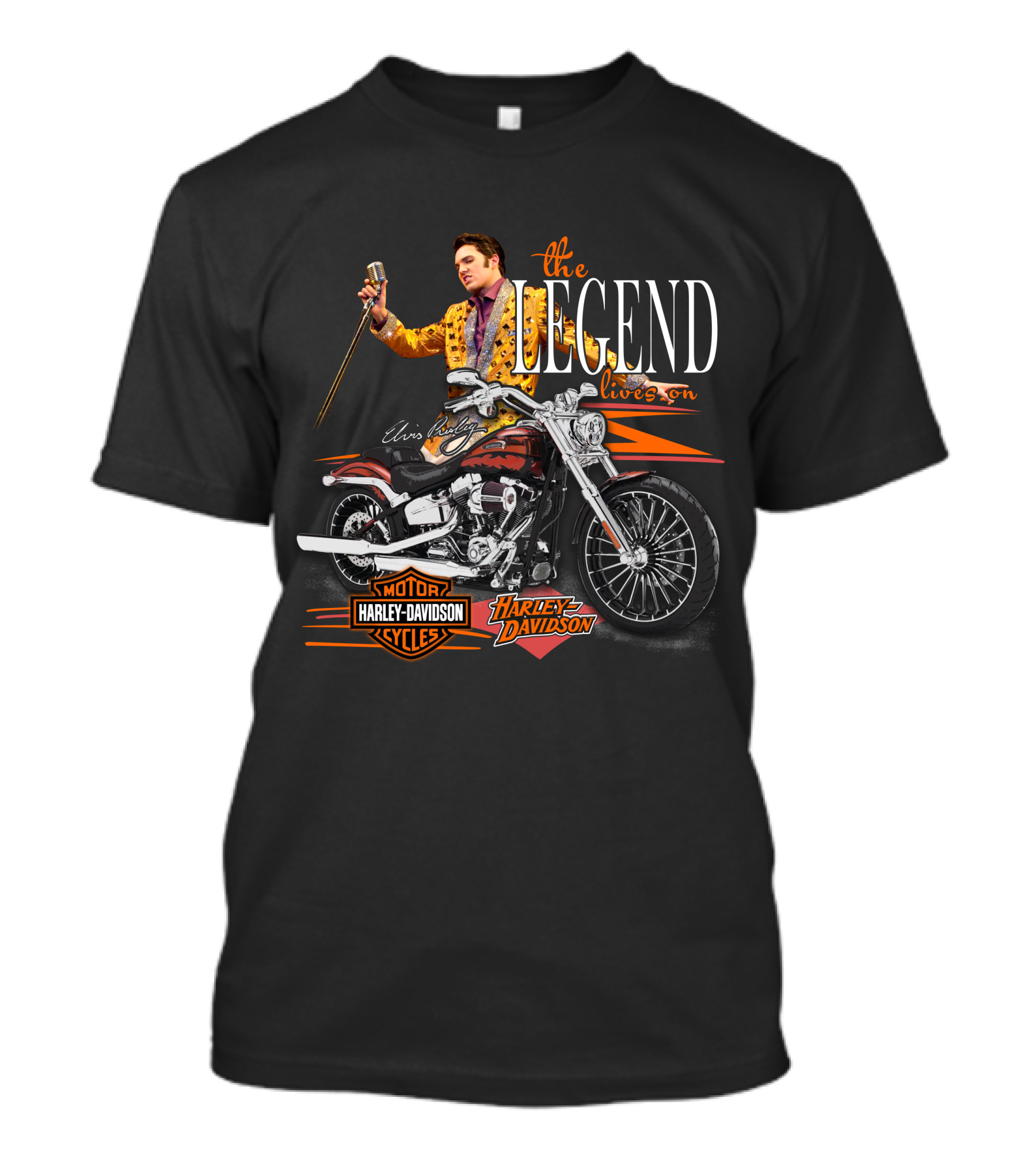 Elvis Presley The Legend Lives On Harley Davidson Motorcycle T-Shirt