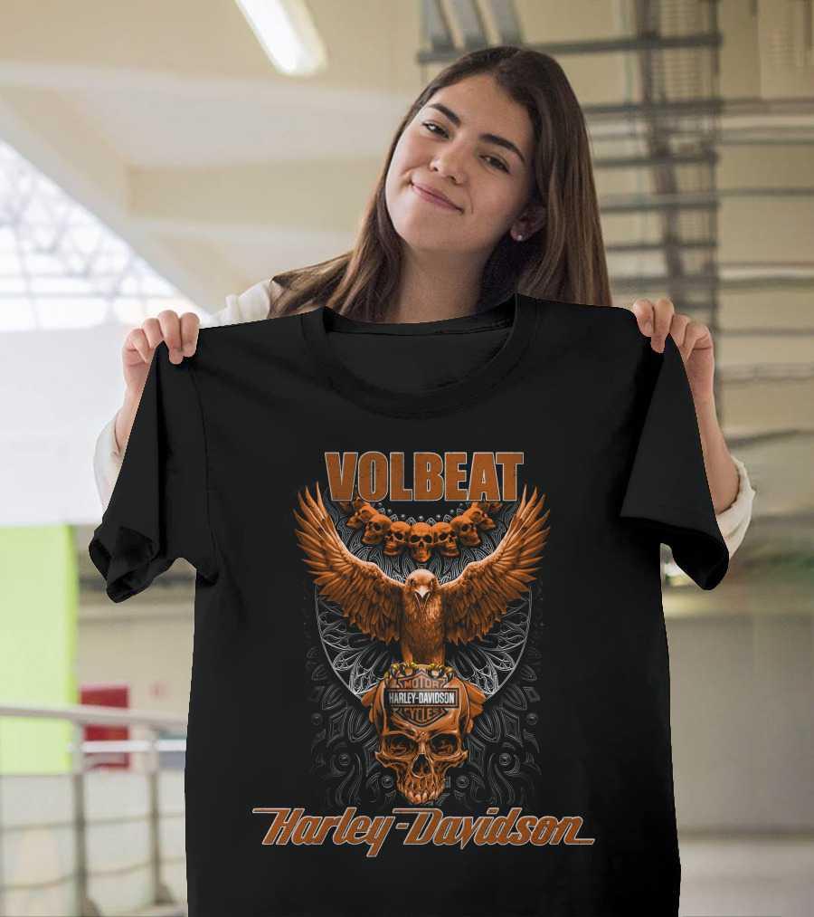 Volbeat Harley Davidson Eagle And Skulls T-Shirt
