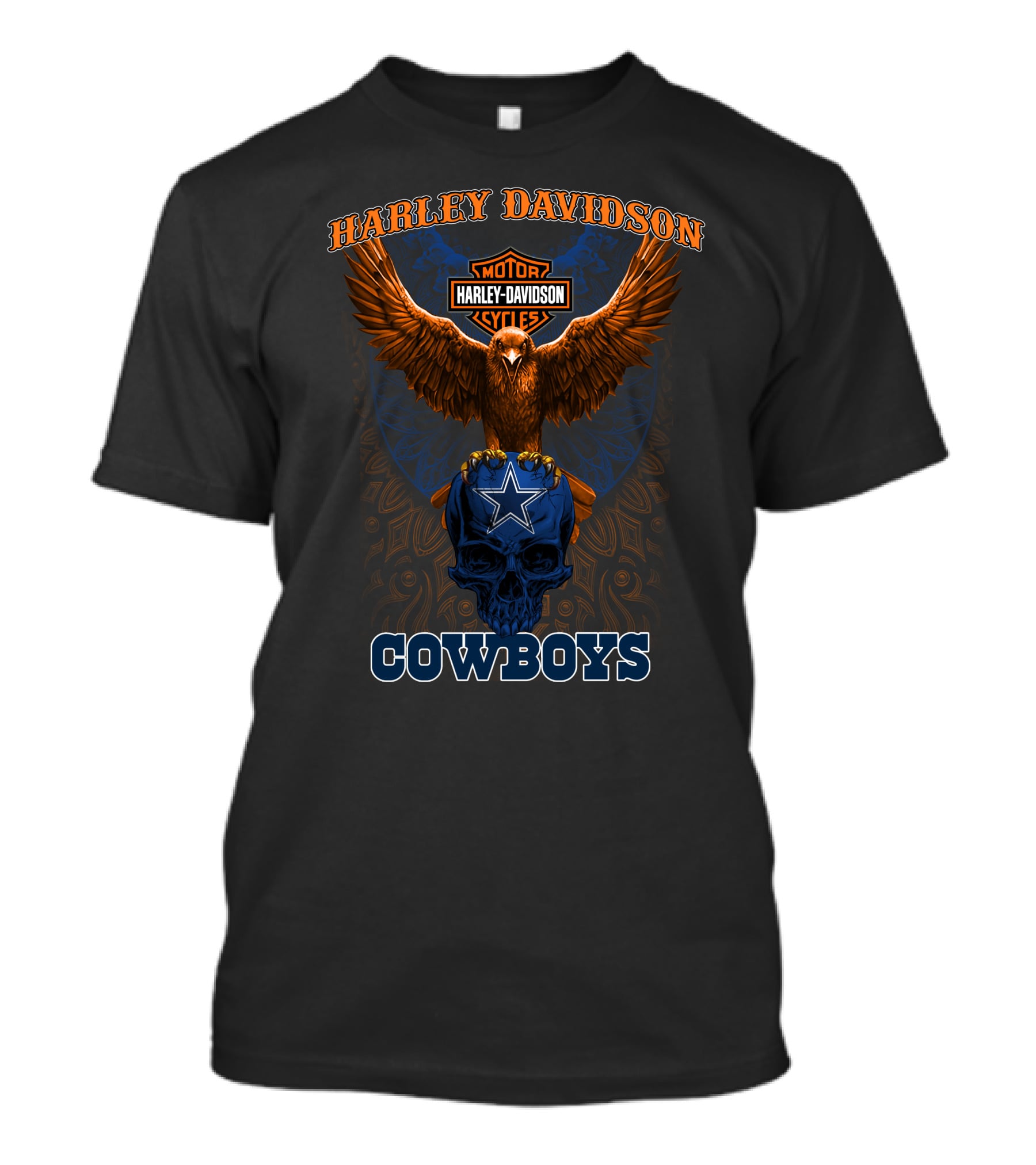 Harley Davidson Motor Cycles Cowboys Eagle Star Skull T-Shirt