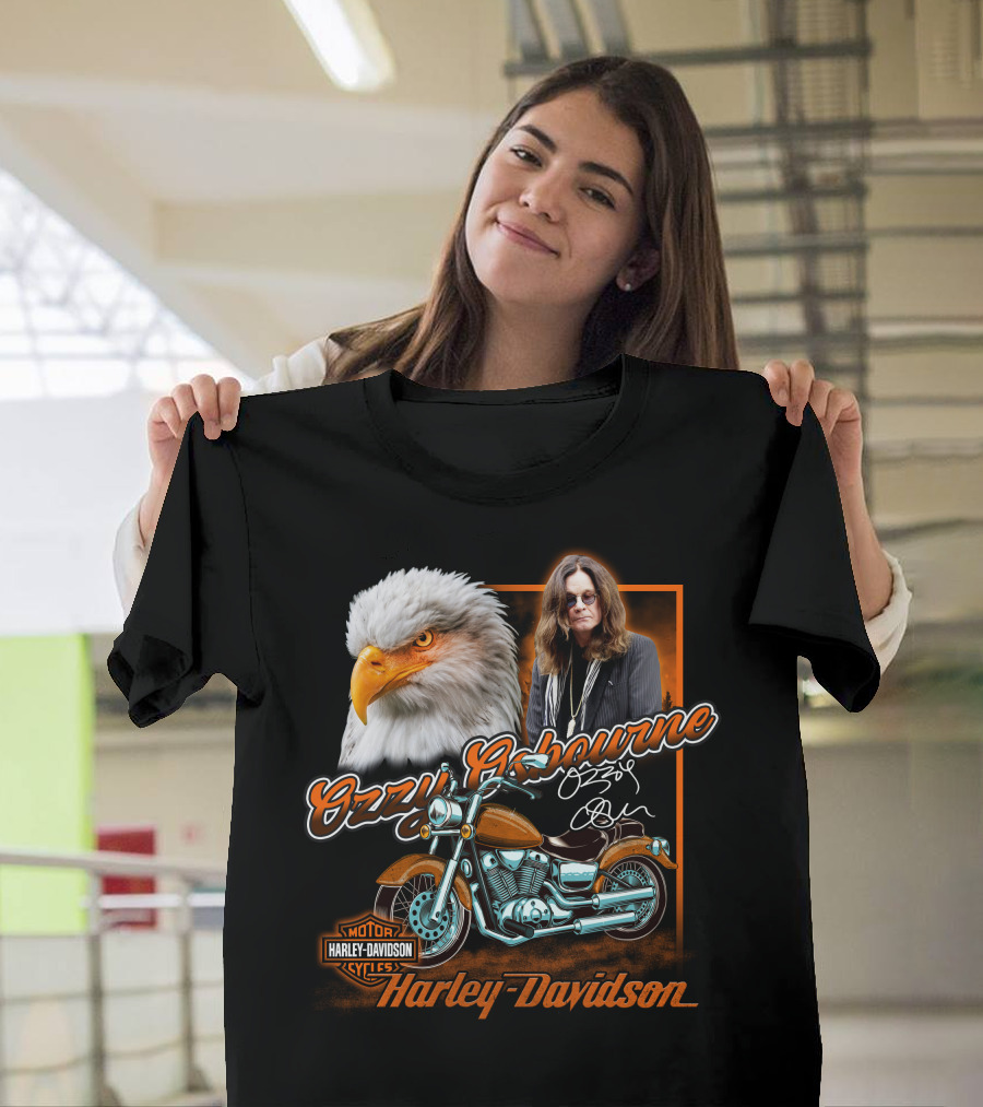 Ozzy Osbourne Harley Davidson Motorcycles Eagle And Motorcycle T-Shirt
