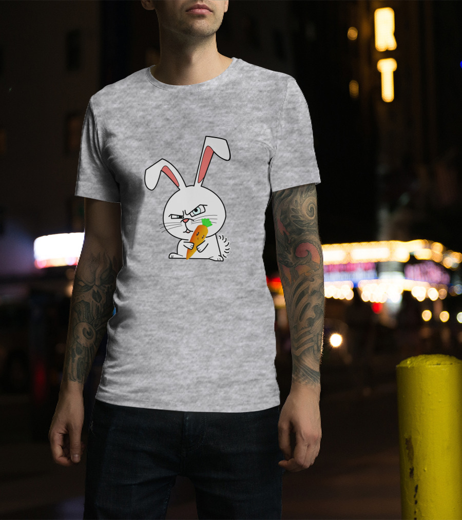 Rabbit Cool Angry Bunny Holding Carrot T-Shirt