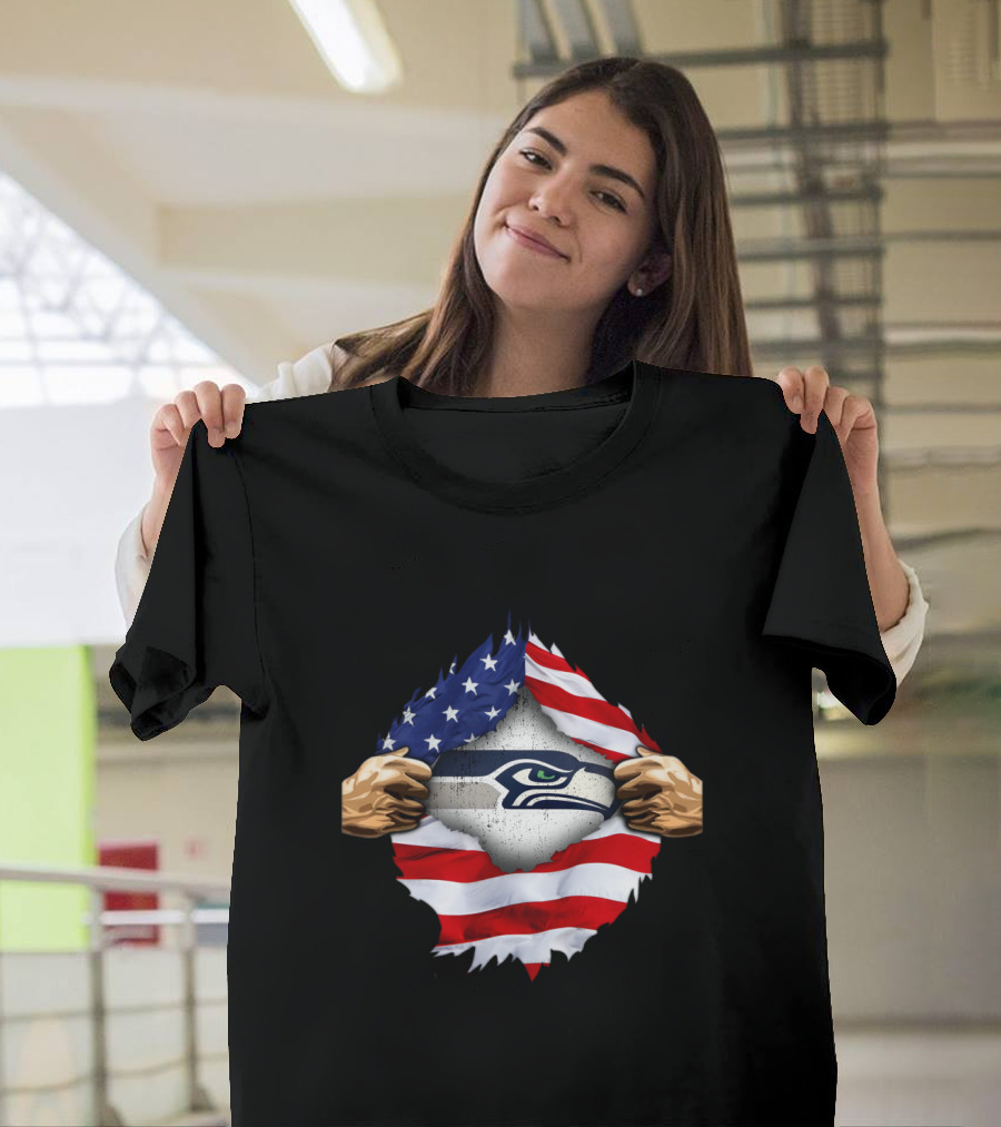 Seattle Seahawks American Flag Pride T-Shirt